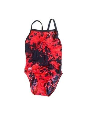 Speedo Women’s Sz 30/US 2 Red and Black One-Piece Swimsuit Lined